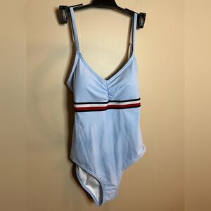 Tommy Hilfiger Chambray Blue One Piece Medium Swimsuit